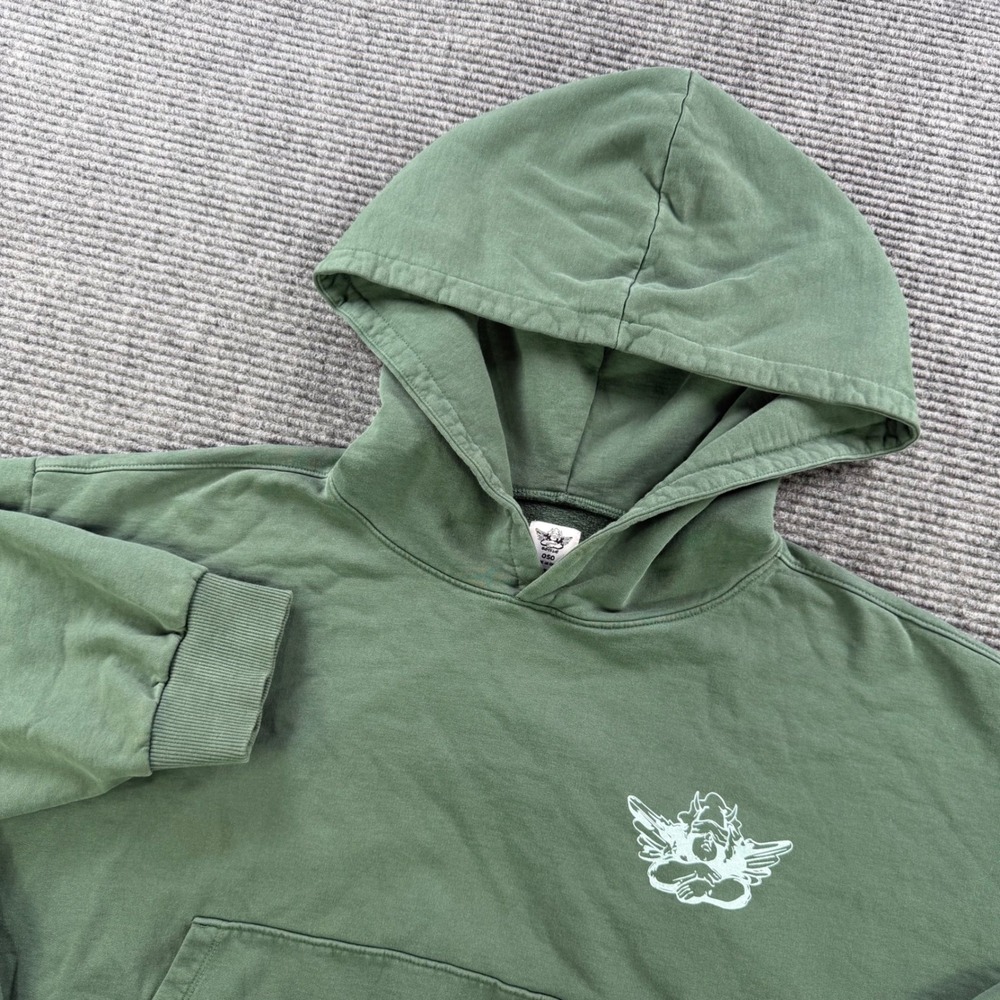 Boys Lie Catch Me If You Can Green Cropped Hoodie OSO Angel Graphic Pullover